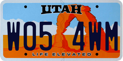 UT license plate W054WM