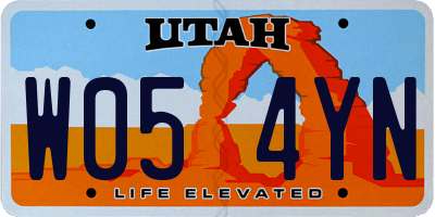 UT license plate W054YN