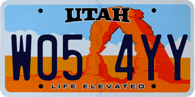 UT license plate W054YY