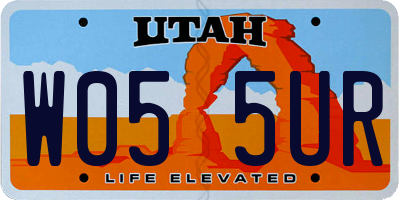 UT license plate W055UR