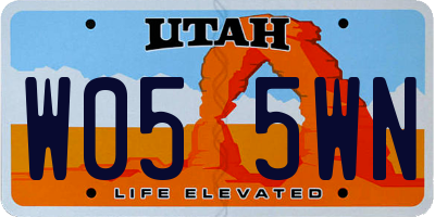 UT license plate W055WN