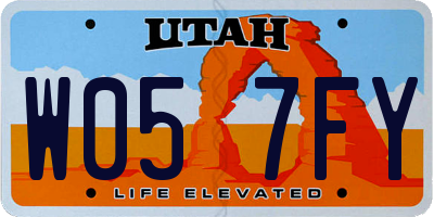 UT license plate W057FY