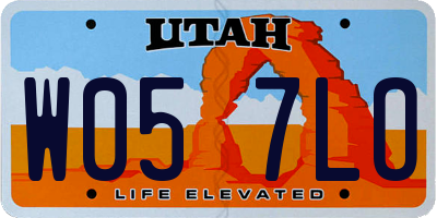 UT license plate W057LO
