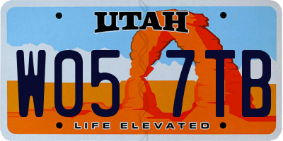 UT license plate W057TB