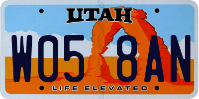 UT license plate W058AN