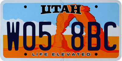 UT license plate W058BC