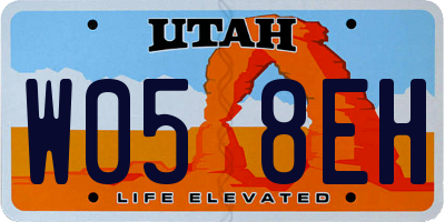 UT license plate W058EH