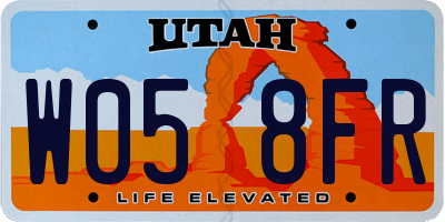 UT license plate W058FR