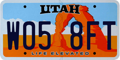 UT license plate W058FT