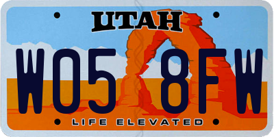 UT license plate W058FW