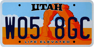 UT license plate W058GC