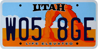 UT license plate W058GE
