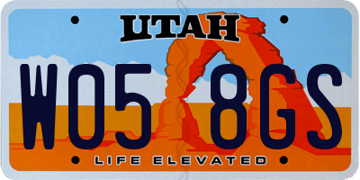 UT license plate W058GS