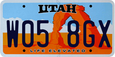 UT license plate W058GX