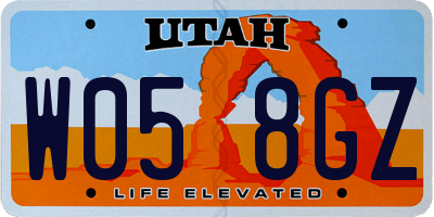 UT license plate W058GZ