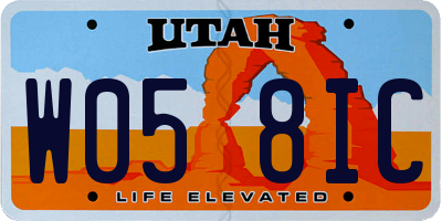 UT license plate W058IC