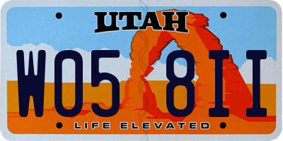 UT license plate W058II