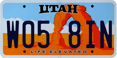 UT license plate W058IN