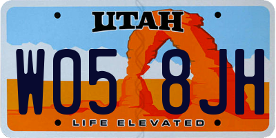 UT license plate W058JH