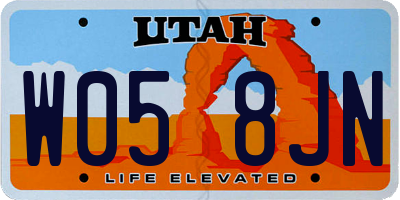UT license plate W058JN