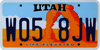UT license plate W058JW