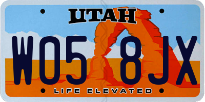 UT license plate W058JX