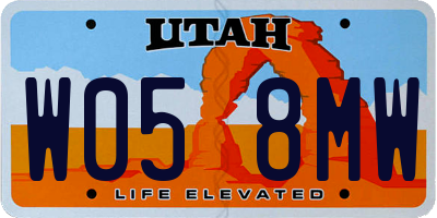 UT license plate W058MW