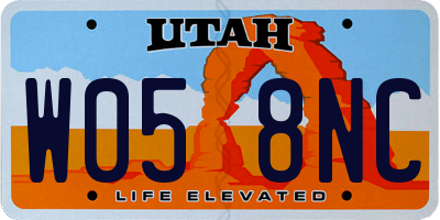 UT license plate W058NC