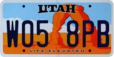 UT license plate W058PB