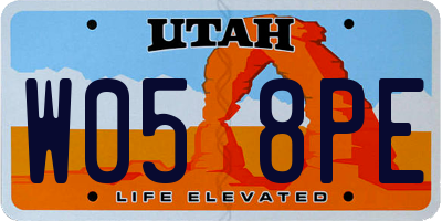 UT license plate W058PE