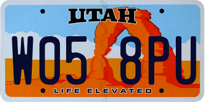 UT license plate W058PU