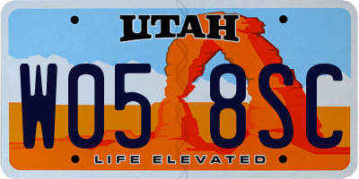 UT license plate W058SC