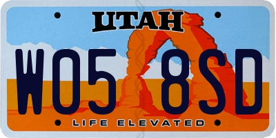 UT license plate W058SD
