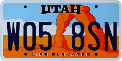 UT license plate W058SN