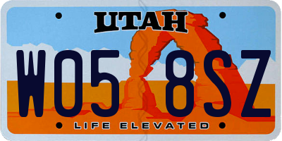 UT license plate W058SZ