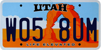 UT license plate W058UM