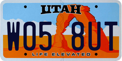 UT license plate W058UT