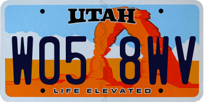 UT license plate W058WV