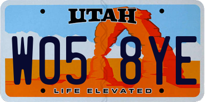 UT license plate W058YE