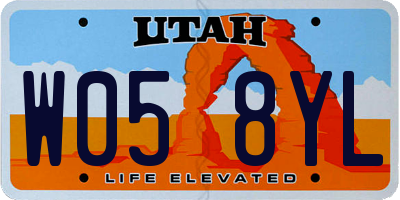 UT license plate W058YL
