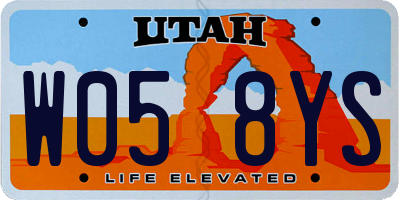 UT license plate W058YS