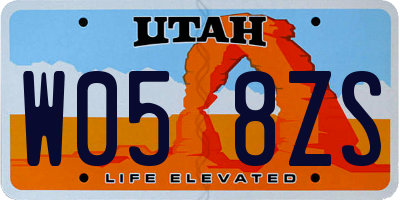 UT license plate W058ZS