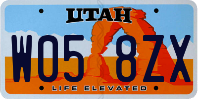 UT license plate W058ZX