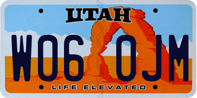 UT license plate W060JM