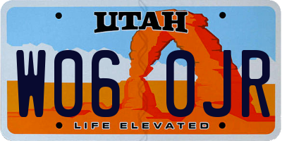 UT license plate W060JR