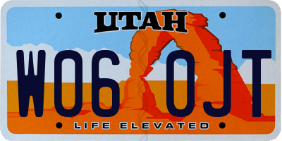 UT license plate W060JT