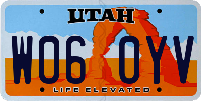 UT license plate W060YV