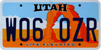 UT license plate W060ZR