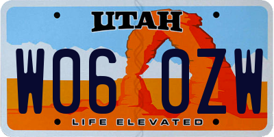 UT license plate W060ZW