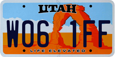UT license plate W061FF